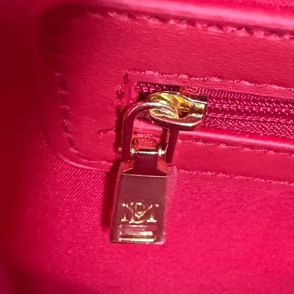 Badgley Mischa Red Quilted Tote with Gold Accents & Mini White Purse Charm - Picture 6 of 9